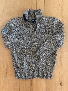 Chaps Black & White Marled Half-Zip Sweater